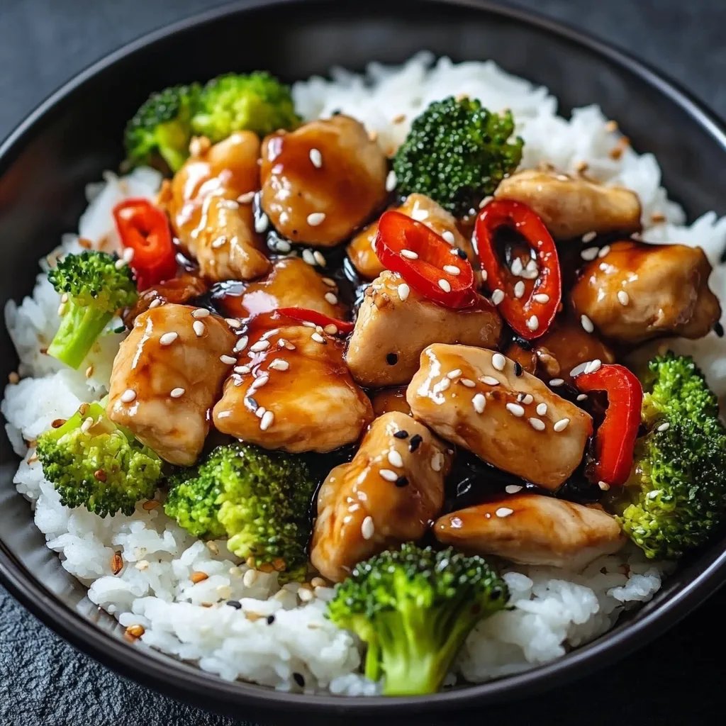 Gesundes Chicken Teriyaki mit Brokkoli und Reis