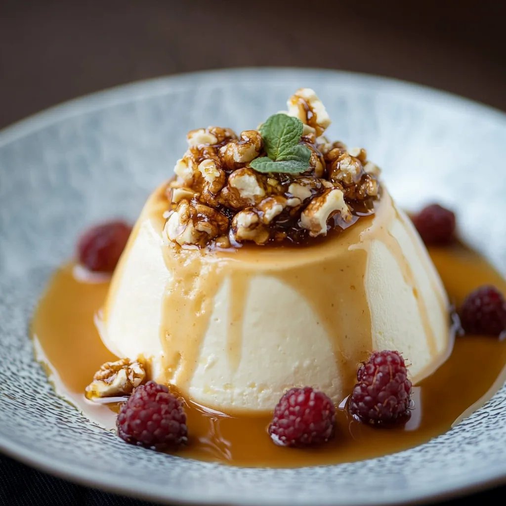 Joghurtmousse mit karamellisierten Walnüssen