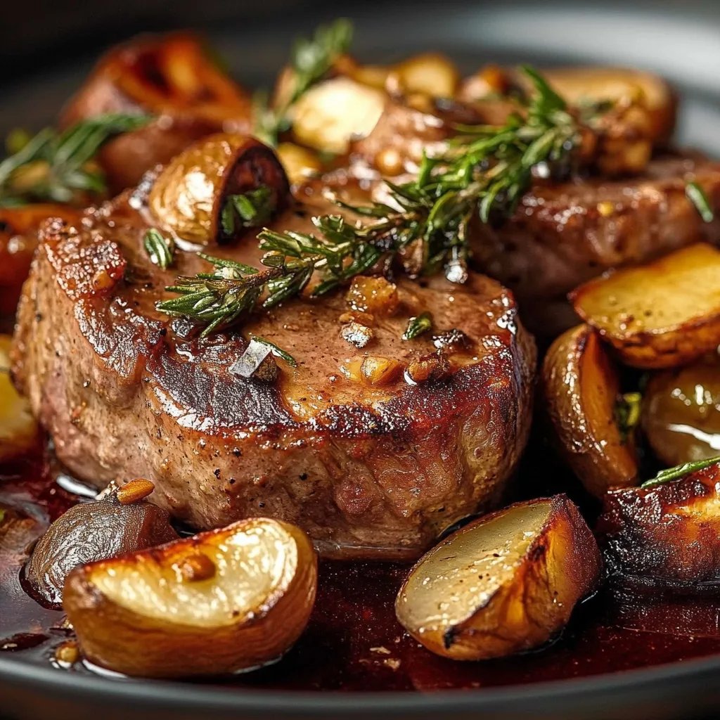 Schweinefilet mit Äpfeln und Zwiebeln