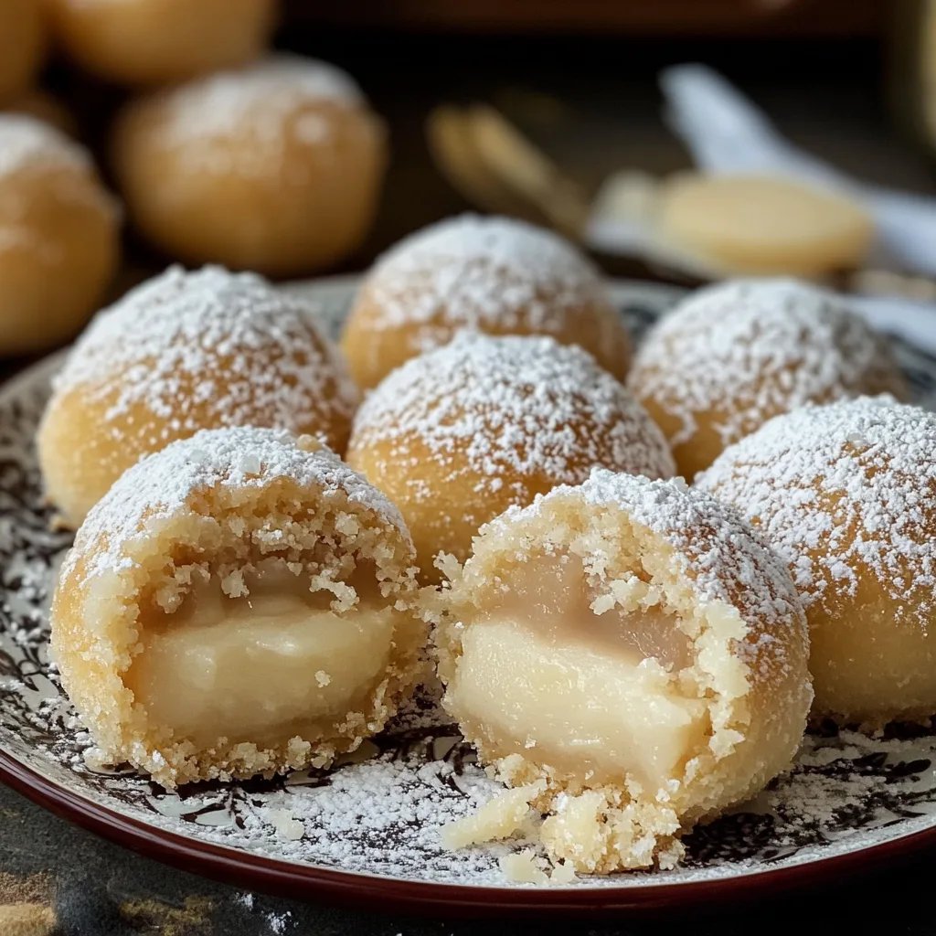 Vanillekipferl Kugeln mit Marzipan und Nougat