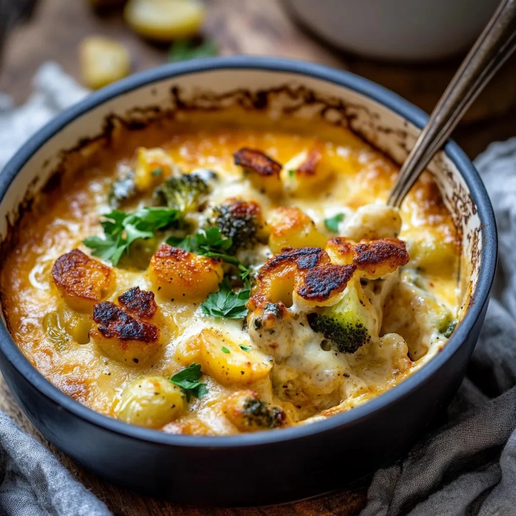 Cremiger Rosenkohl-Kartoffel-Auflauf